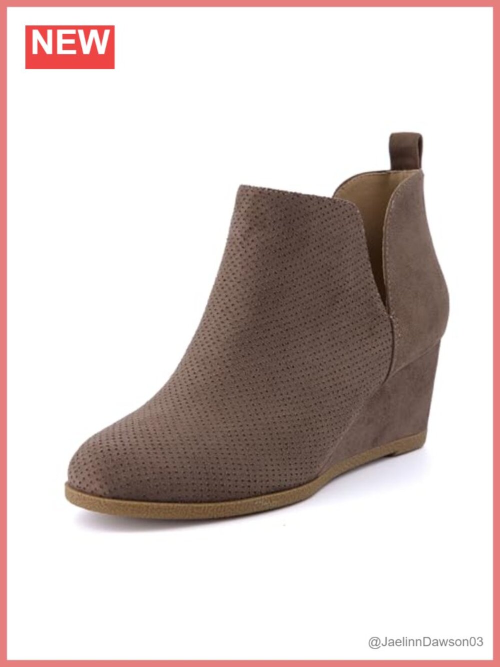 Wedge Bootie Vegan Suede Slip-On Memory Foam Ankle Boot